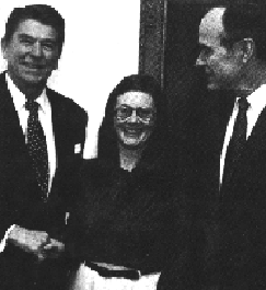 Ronald Reagan, Barbara Honegger och George H W Bush.